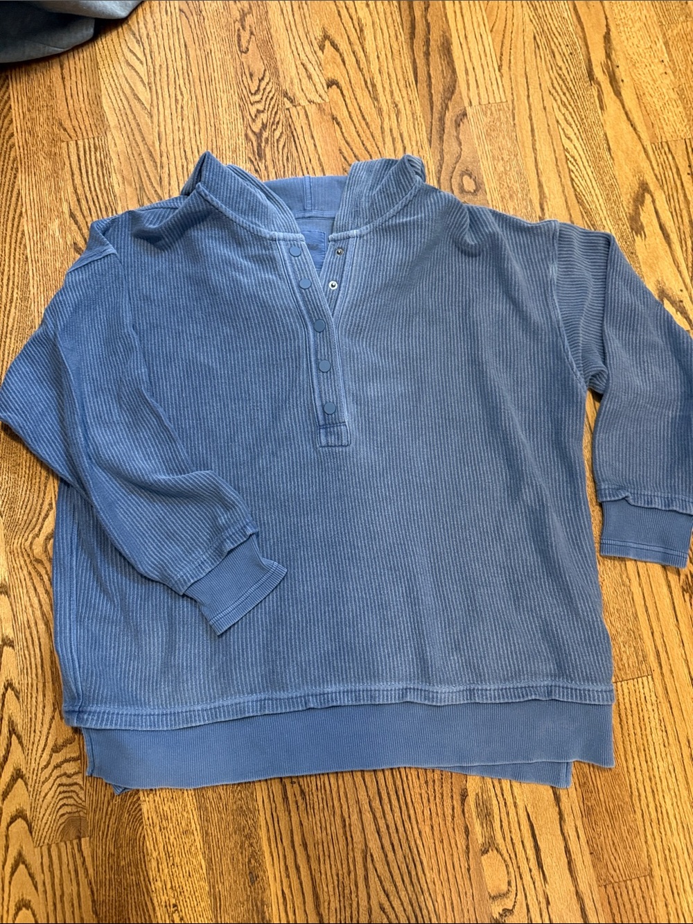 Aerie Washed Indigo Pullover Henley Hoodie